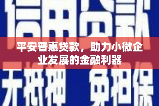 丰台平安普惠贷款，助力小微企业发展的金融利器