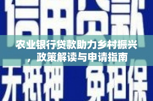 丰台农业银行贷款助力乡村振兴，政策解读与申请指南