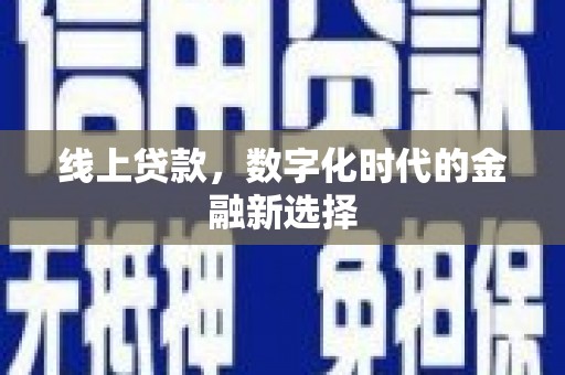 丰台线上贷款，数字化时代的金融新选择